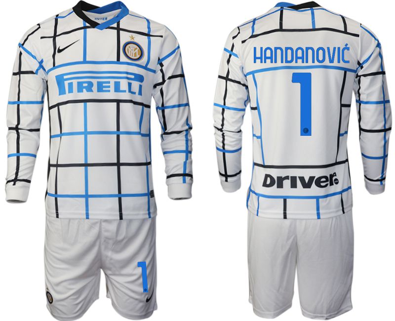 Men 2020-2021 club Inter milan away long sleeve #1 white Soccer Jerseys->customized soccer jersey->Custom Jersey